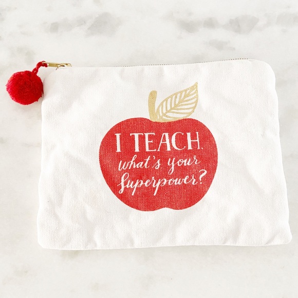 Paper Source I Teach What’s Your Superpower Zip Pouch Pencil Case / Cosmetic Bag - Picture 1 of 7